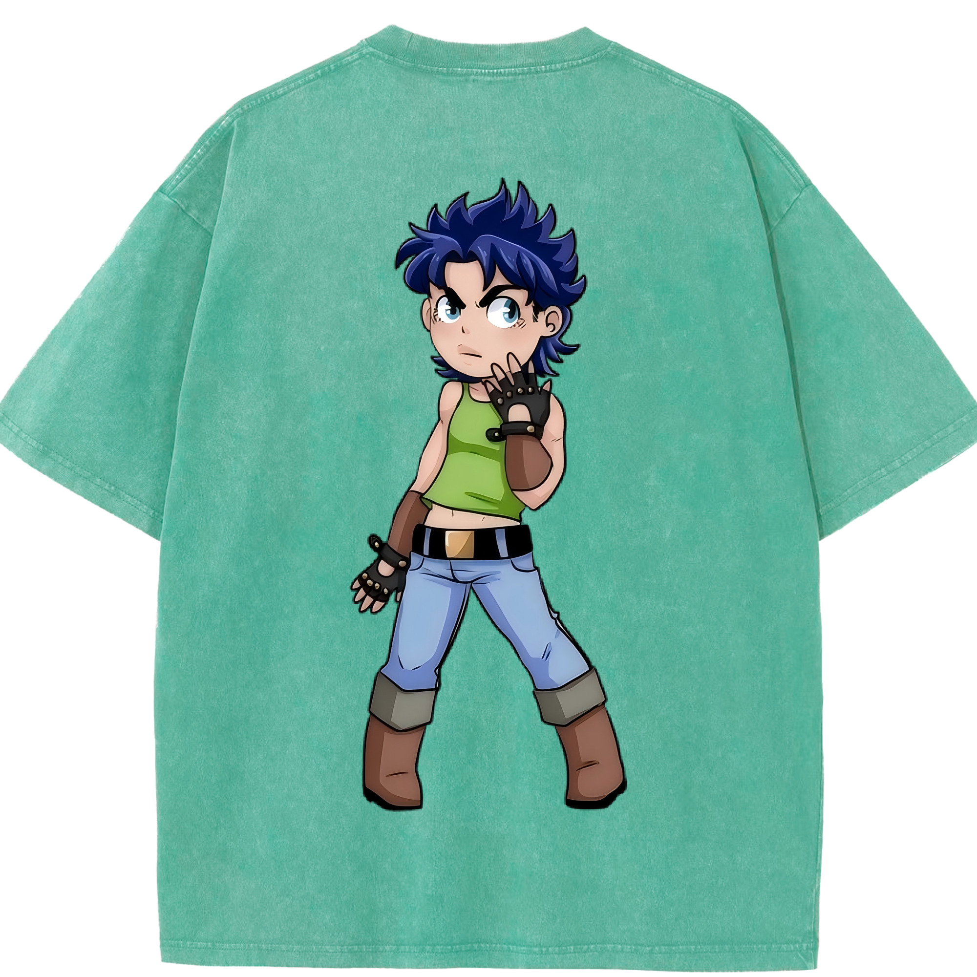 （画像用） ジョジョの奇妙な冒険 広瀨康一 JoJo's Bizarre Adventure Hirose Koichi 綿100% ヴィンテージ風 半袖Tシャツ（背面プリント）